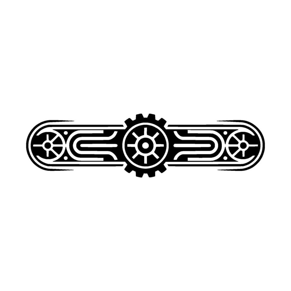 Geometric Cog Element, Black White, Minimalist, Illustration vector