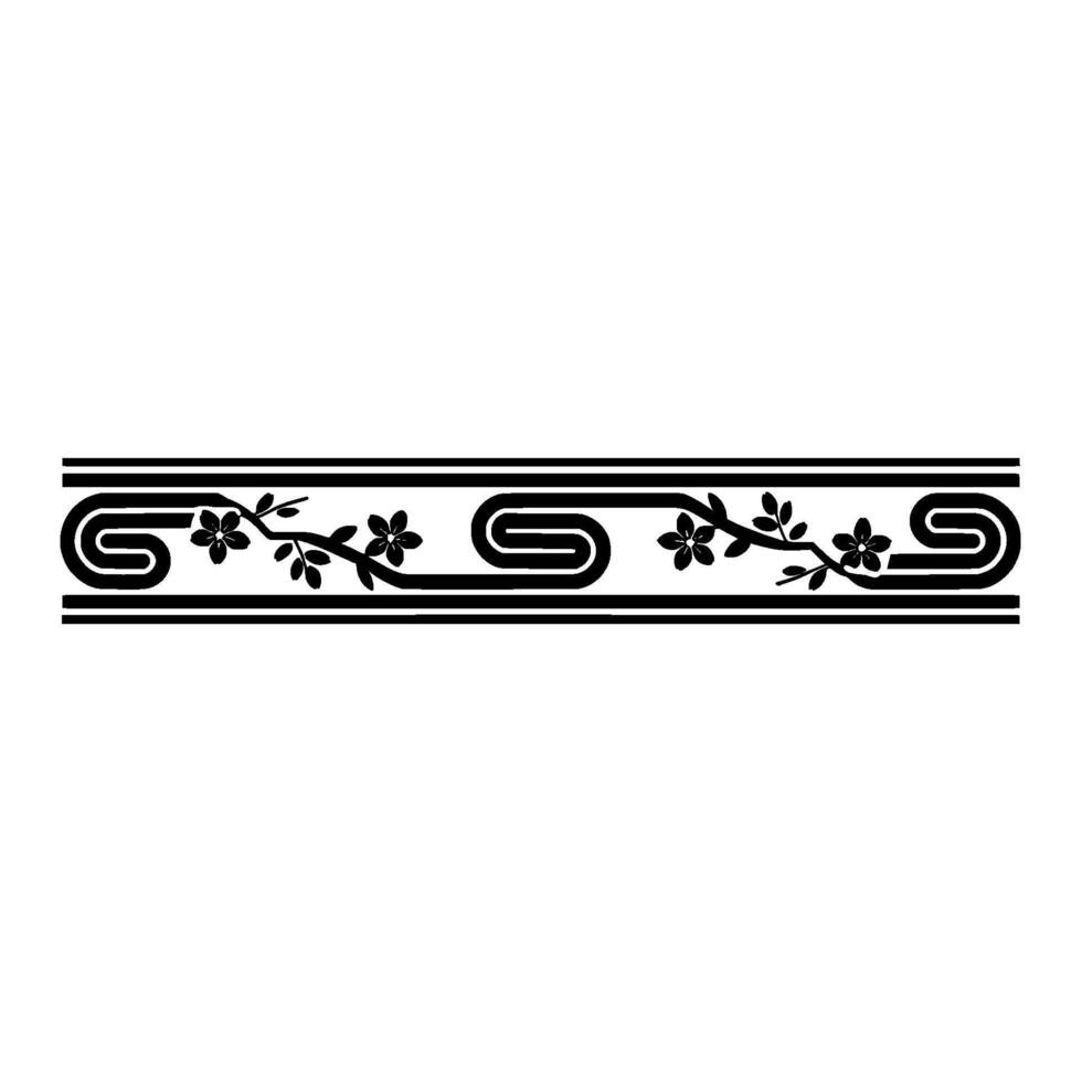 Elegant Black Floral Border - Ornamental Element on White vector