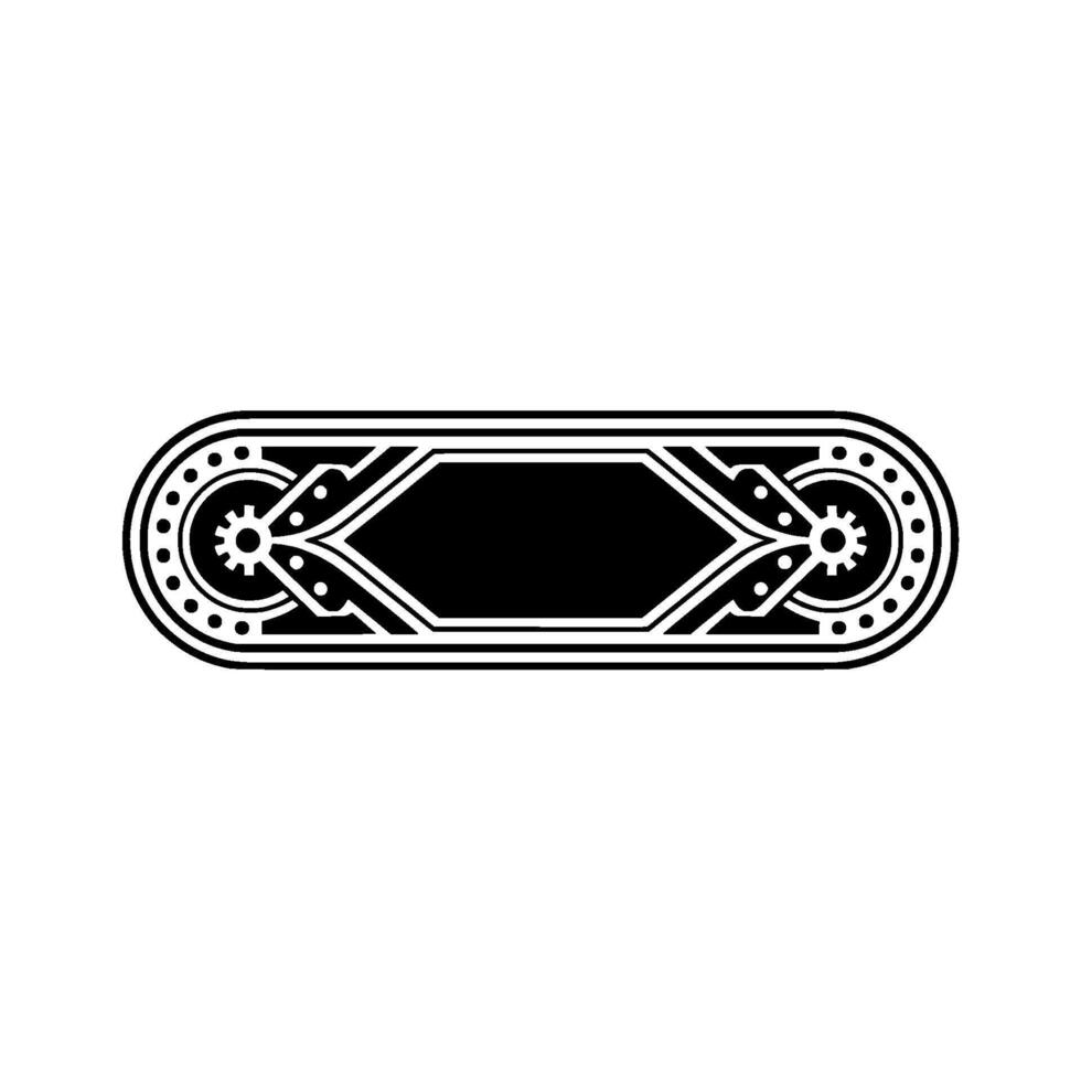 Art Deco Label or Badge on Neutral Background - Black and White Geometric vector