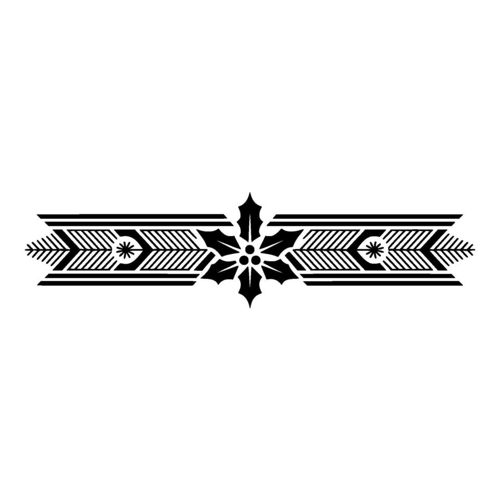 Black White Christmas Border Element - Holly Decorative vector