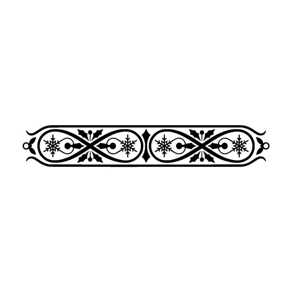 Elegant Winter Border Snowflake Holly Ornament vector