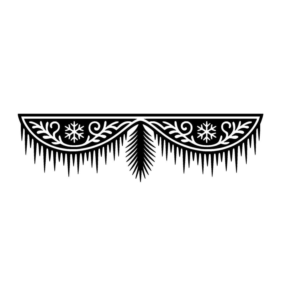 Winter Garland Black and White Snowflake, Icicles, and Swirls vector