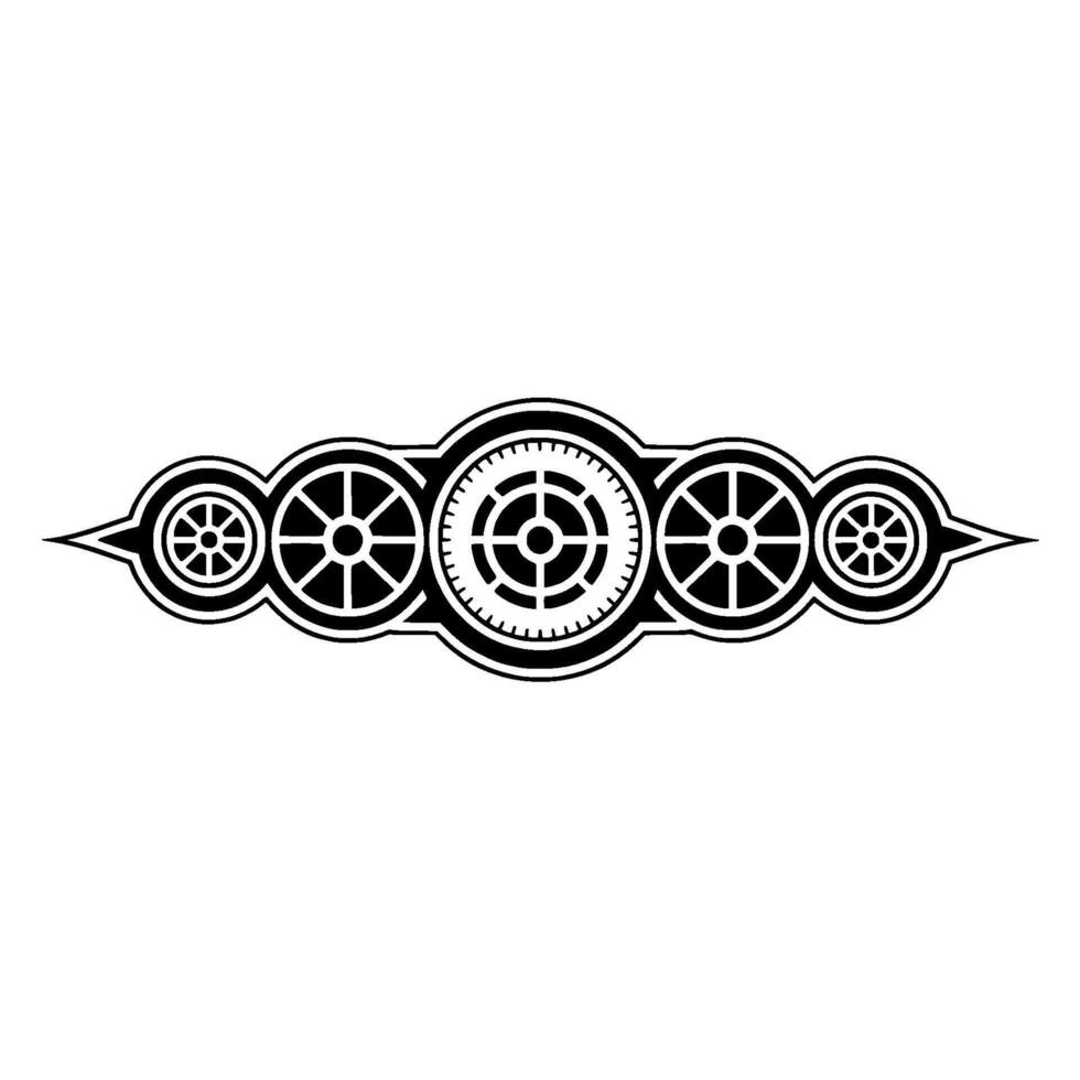 Geometric Gear and Wheel on White Background - Decorative Element vector