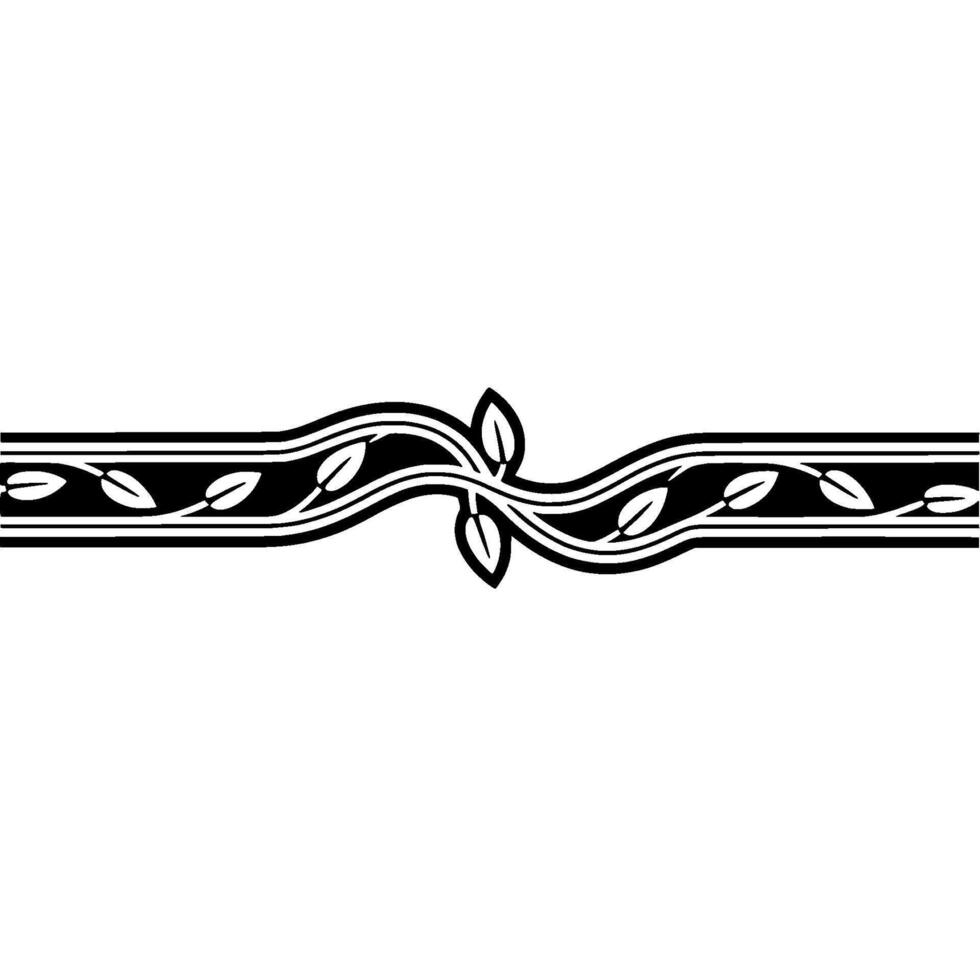 Minimalist Floral Border Black and White Leafy Scroll vector