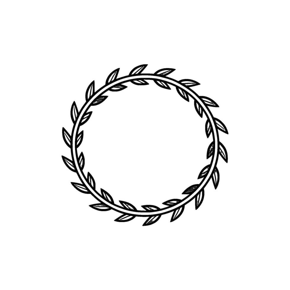 Minimalist Leaf Wreath Circle Frame, Modern Botanical vector