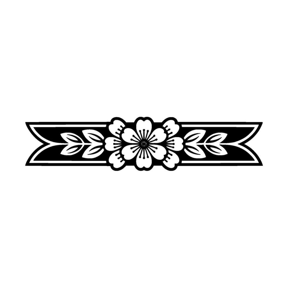 Elegant Floral Ribbon Ornament in Black and White vector