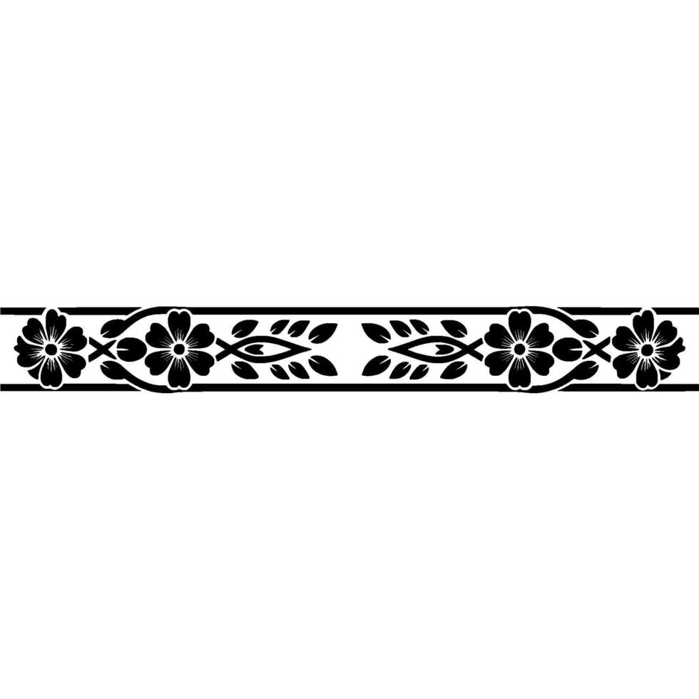 Elegant Floral Border with Simple, Minimalist Black Elements on White vector