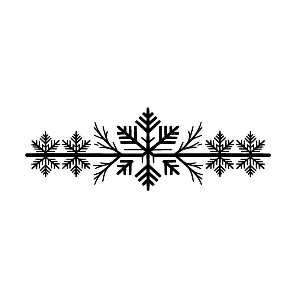 Minimalist Winter Snowflake Border on White vector