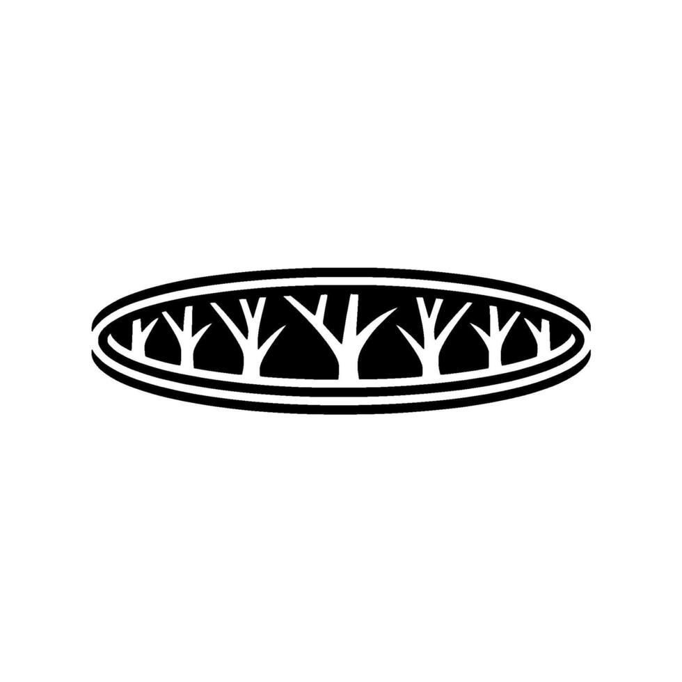 Minimalist Forest Black Trees Within an Oval Frame vector