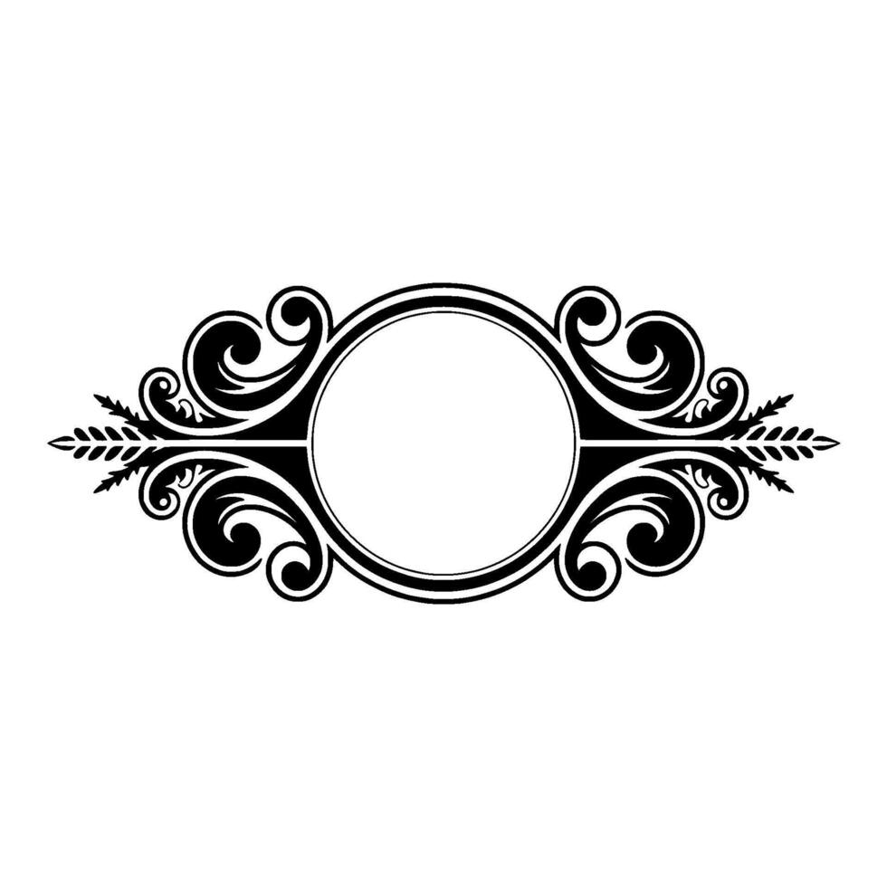 Elegant Black Silver Ornamental Frame with Blank Circle vector