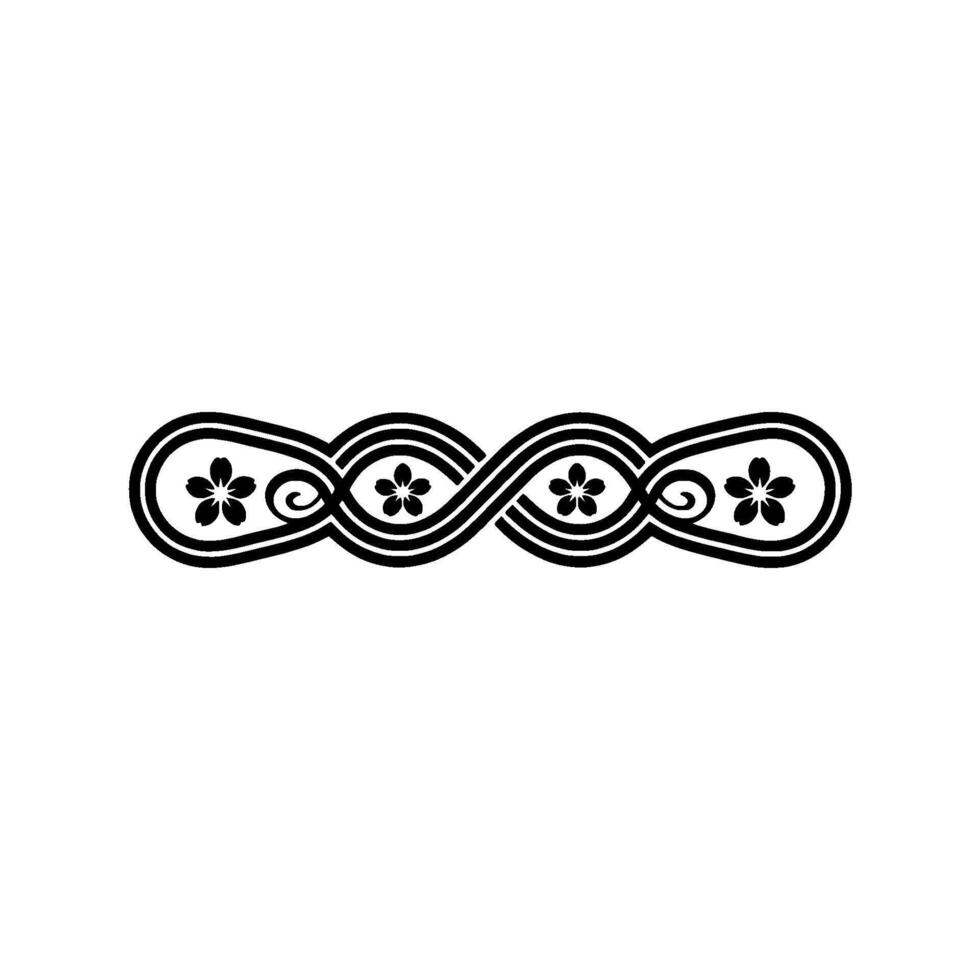 Elegant Japanese Floral Motif, Black and White, Minimalist vector