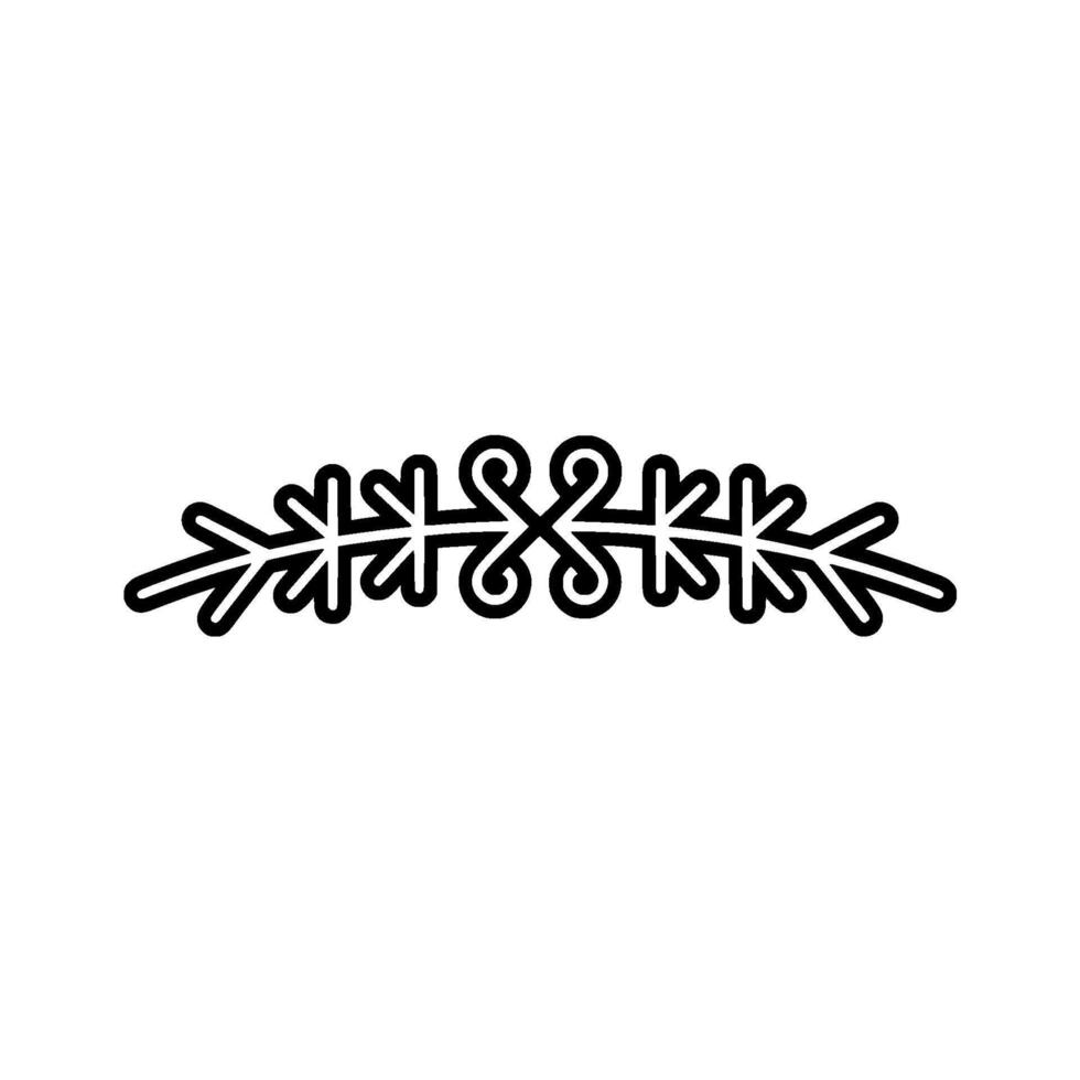 Decorative Line Art Branch with Swirls, Element vector