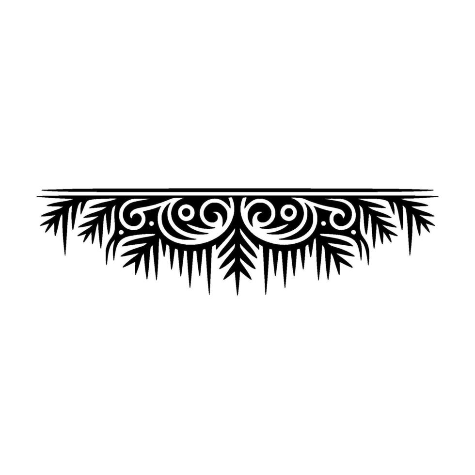 Elegant Ornamental Divider Floral Swirls Ferns, Black on White vector