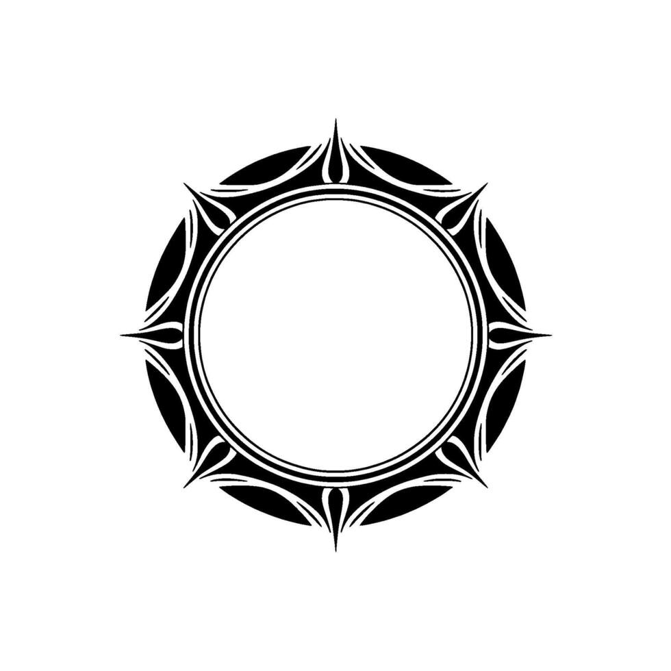 Black White Ornamental Circular Frame, Minimalist vector