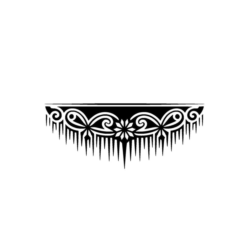 Ornamental Pattern Border Black Floral Icicle Element, Minimalist vector