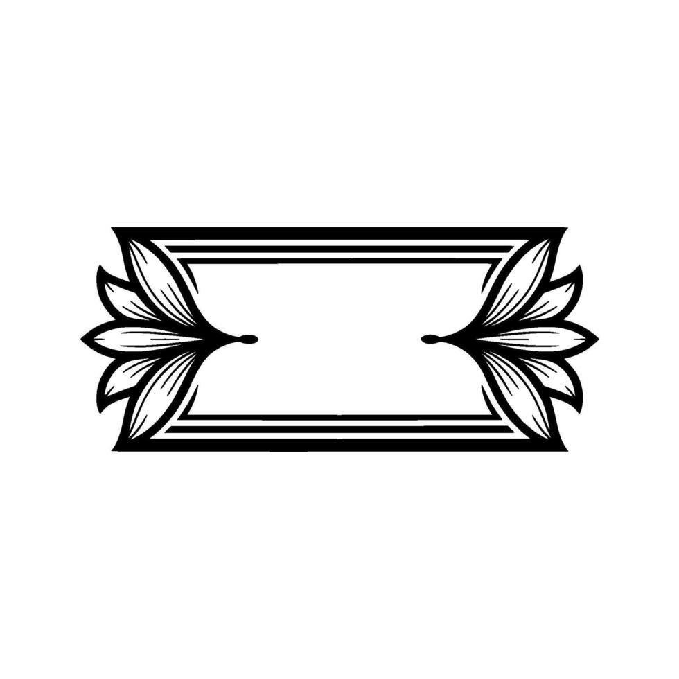 Floral Rectangular Frame Elegant Black White vector
