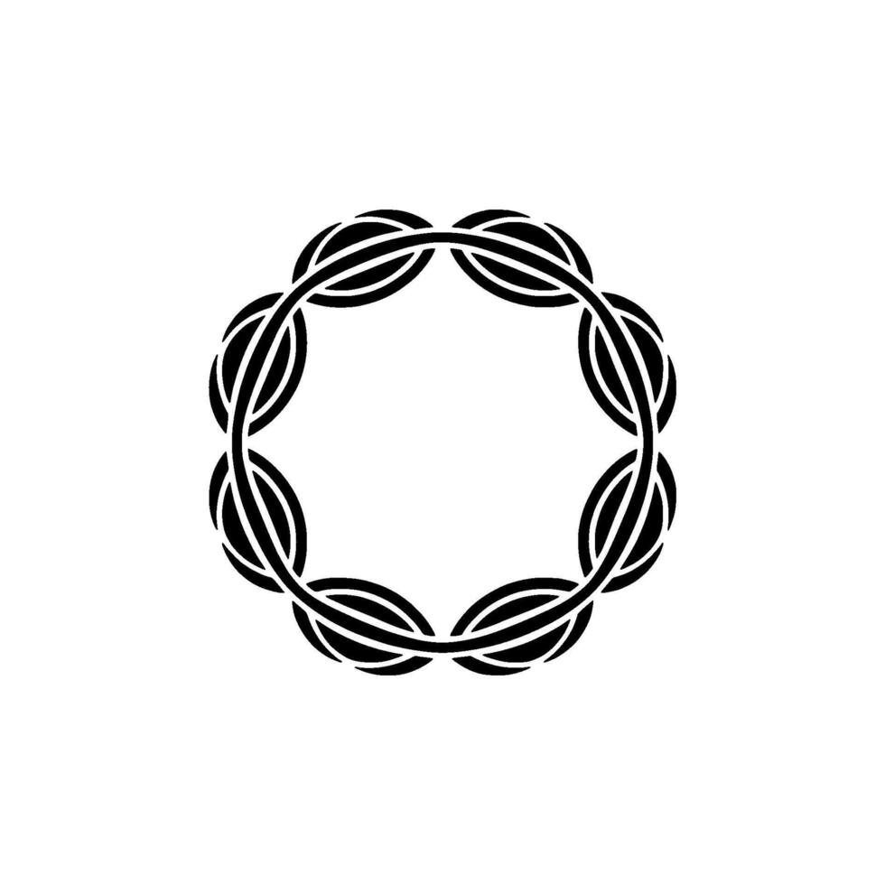 Minimalist Black and White Floral Wreath, Circle Frame vector