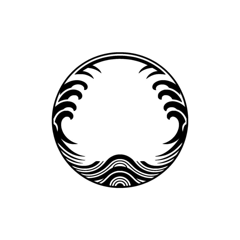 Elegant Circular Wave Motif in Black on White vector