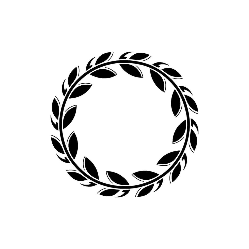 Elegant Laurel Wreath, Minimalist Black on White vector