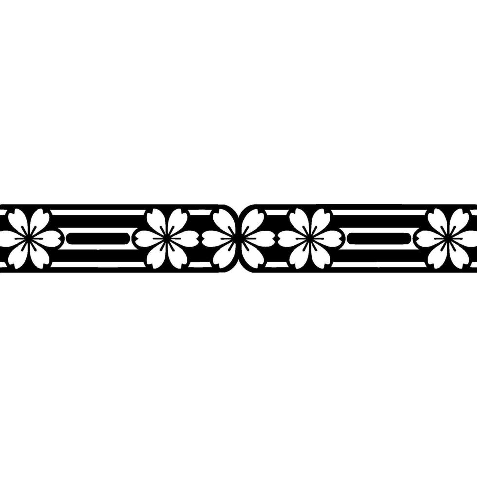 Minimalist Floral Border - Sakura Blossoms in Black on White vector