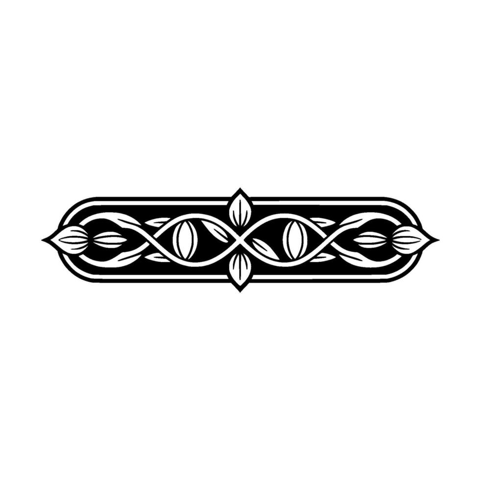 Elegant Ornate Black and White Floral Border , Seamless Pattern Element vector