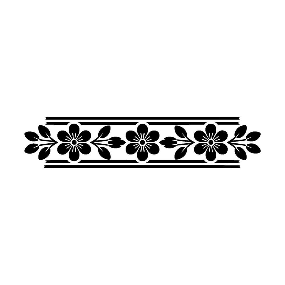 Minimalist Floral, Border , Black and White vector