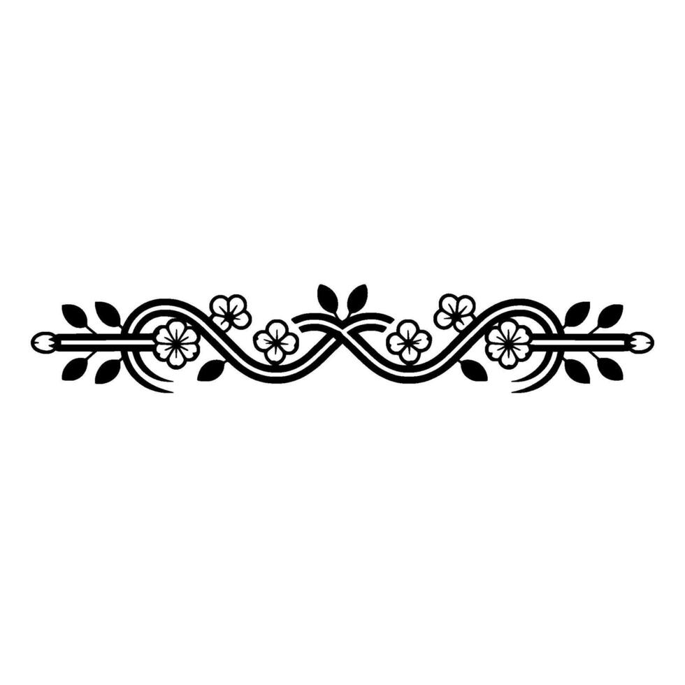 Elegant Black Floral Border, Minimalist on White Background vector