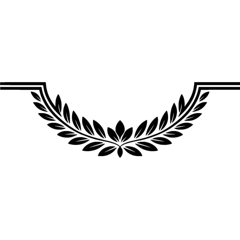 Elegant Black Laurel Wreath on White Minimalist Element vector