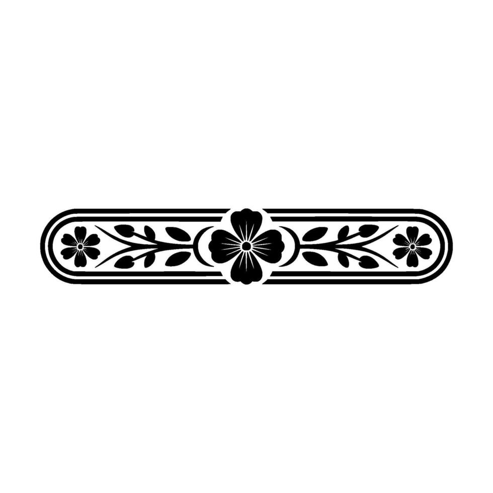 Elegant Black Floral Border Element, on White, Ornamental vector