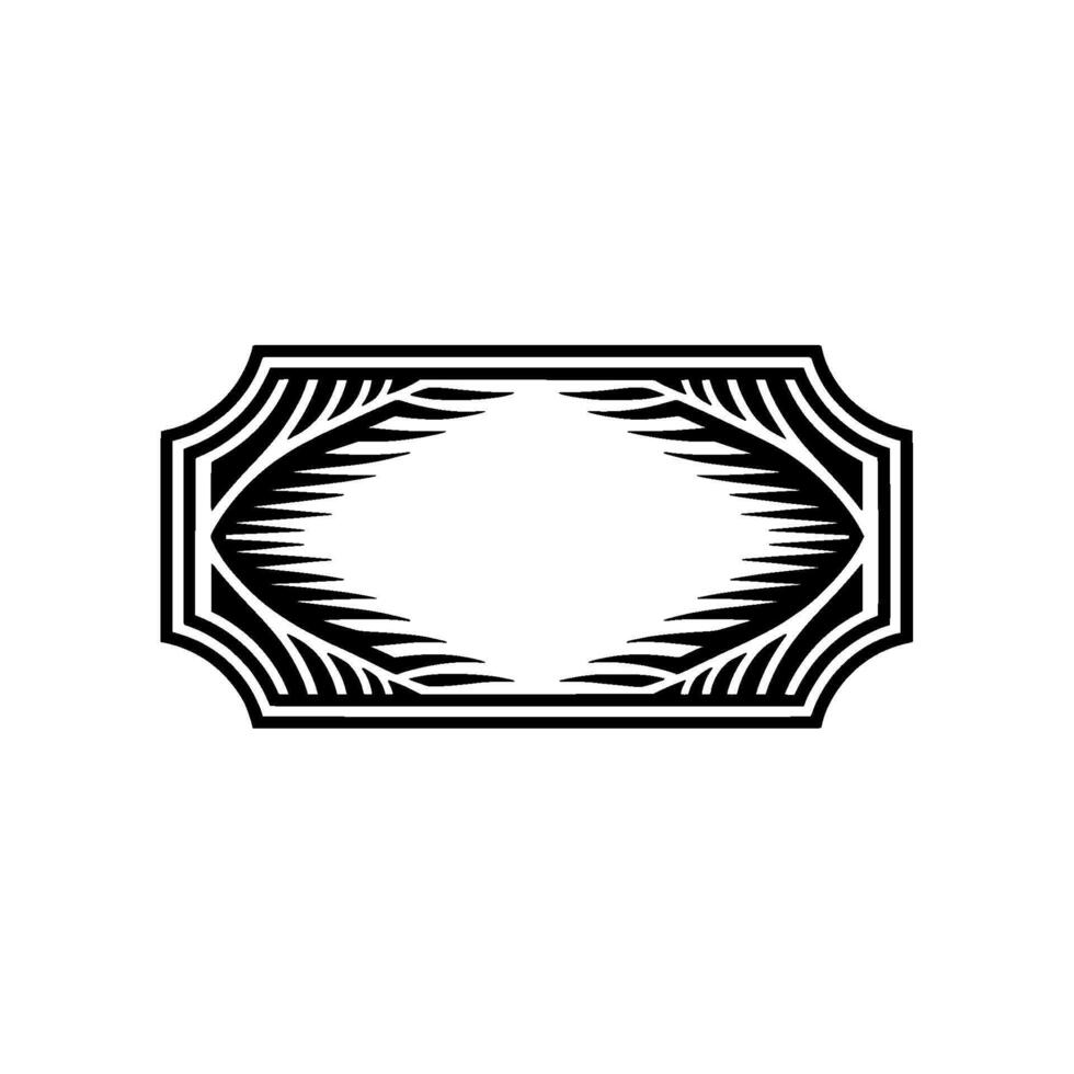Elegant Black and White Frame with Decorative Foliage, Minimalist vector