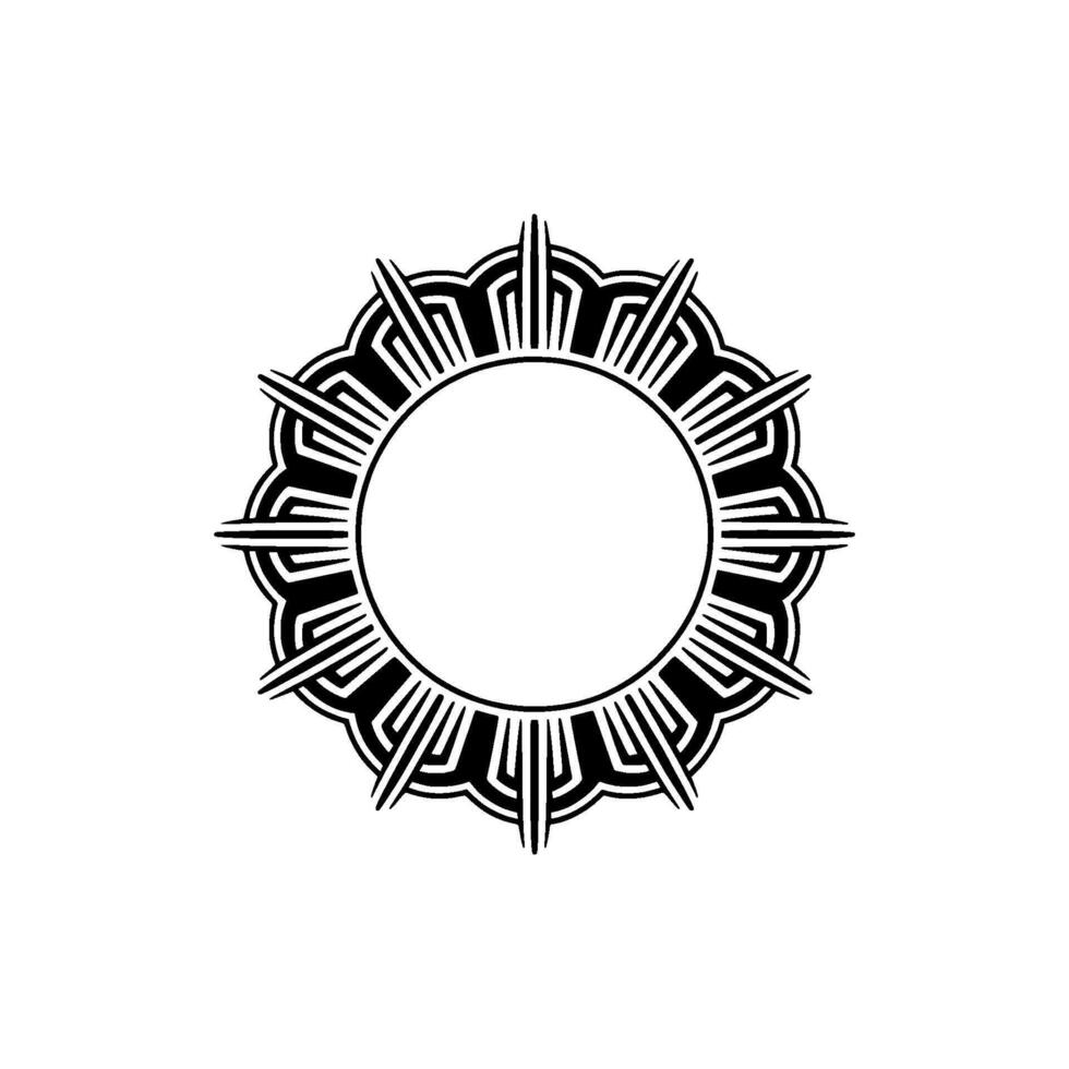 Art Deco Sunburst Circular Frame, Elegant Black and White Element vector