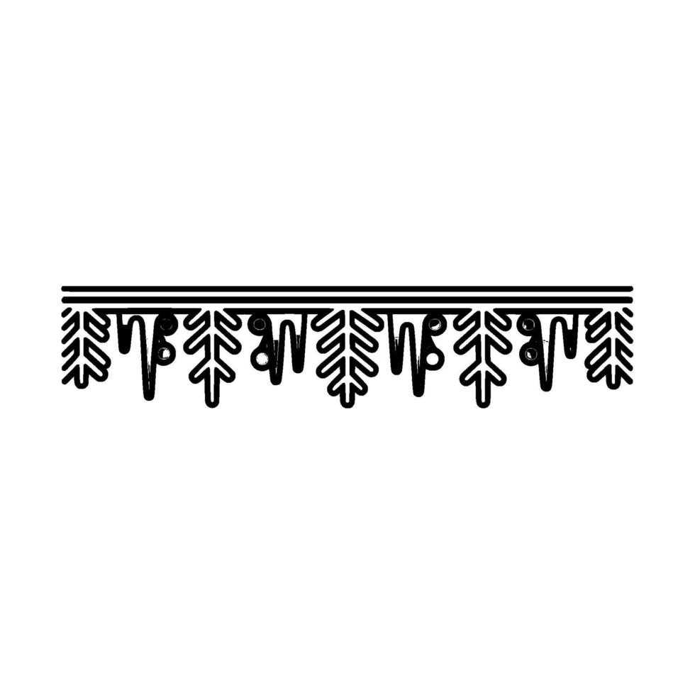Minimalist Winter Border Element, Black and White Line Art vector