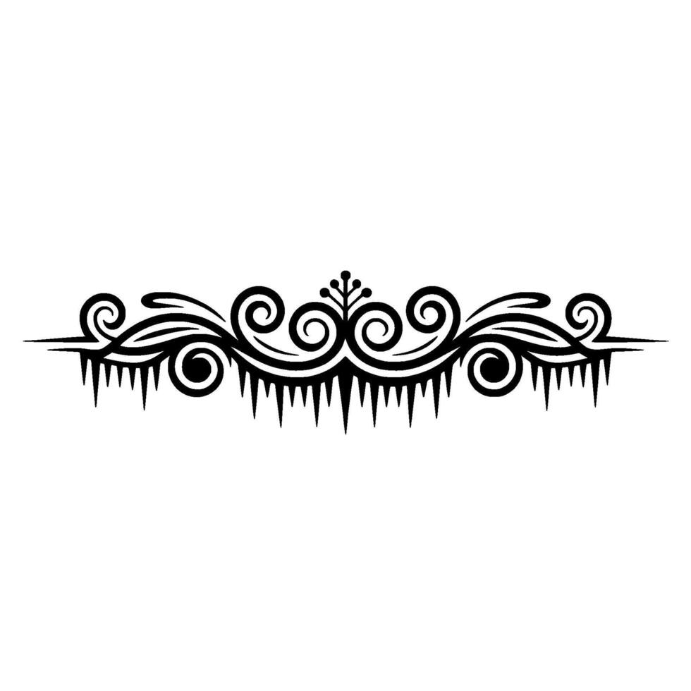 Ornamental Winter Motif Swirls, Icicles, Black Border vector