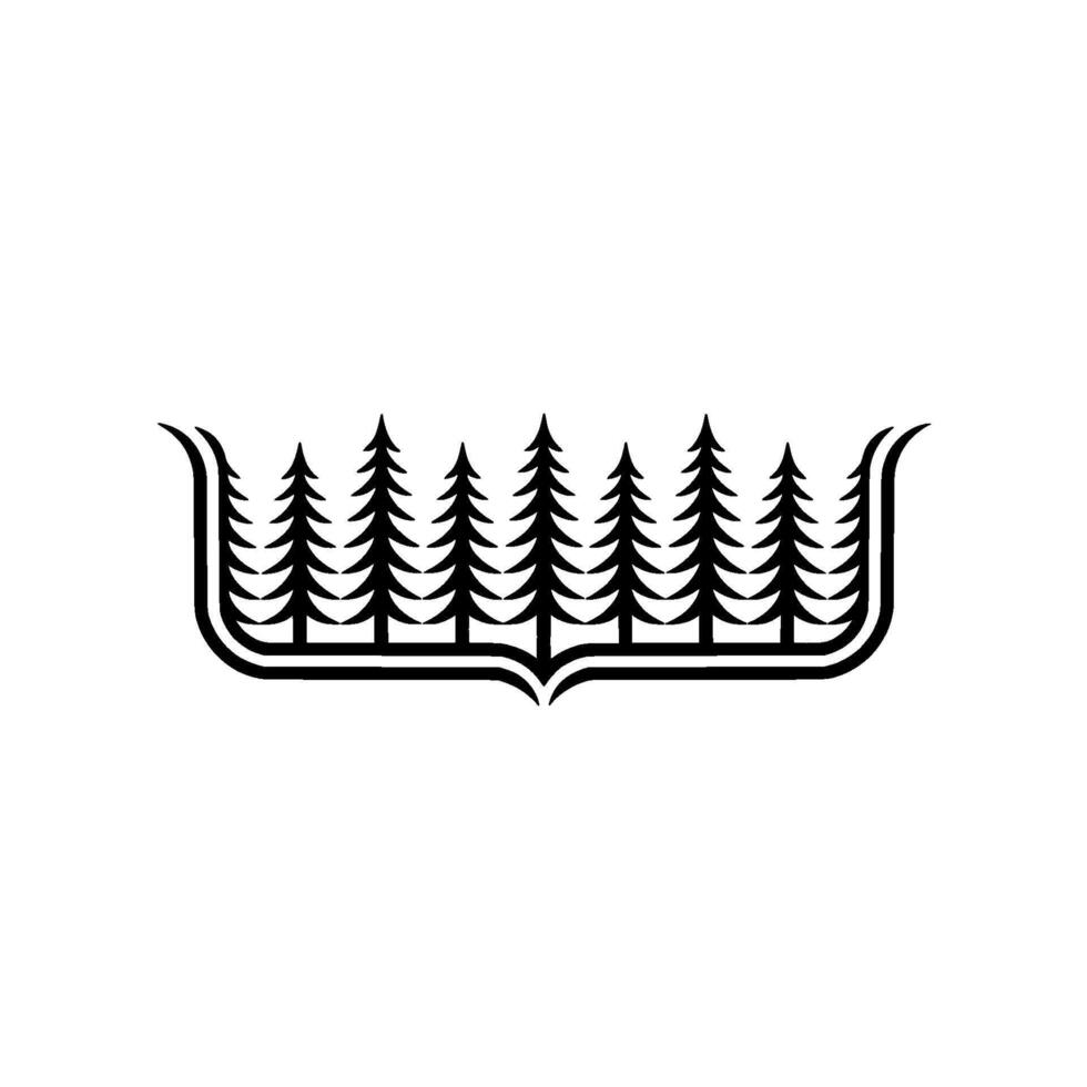 Minimalist Forest Emblem Black Spruce Trees in a Decorative Frame vector