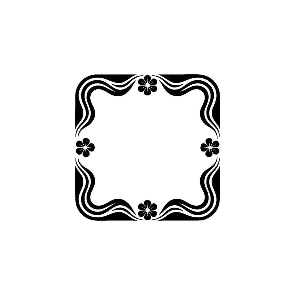 Elegant Art Nouveau Floral Border Frame in Black and White vector
