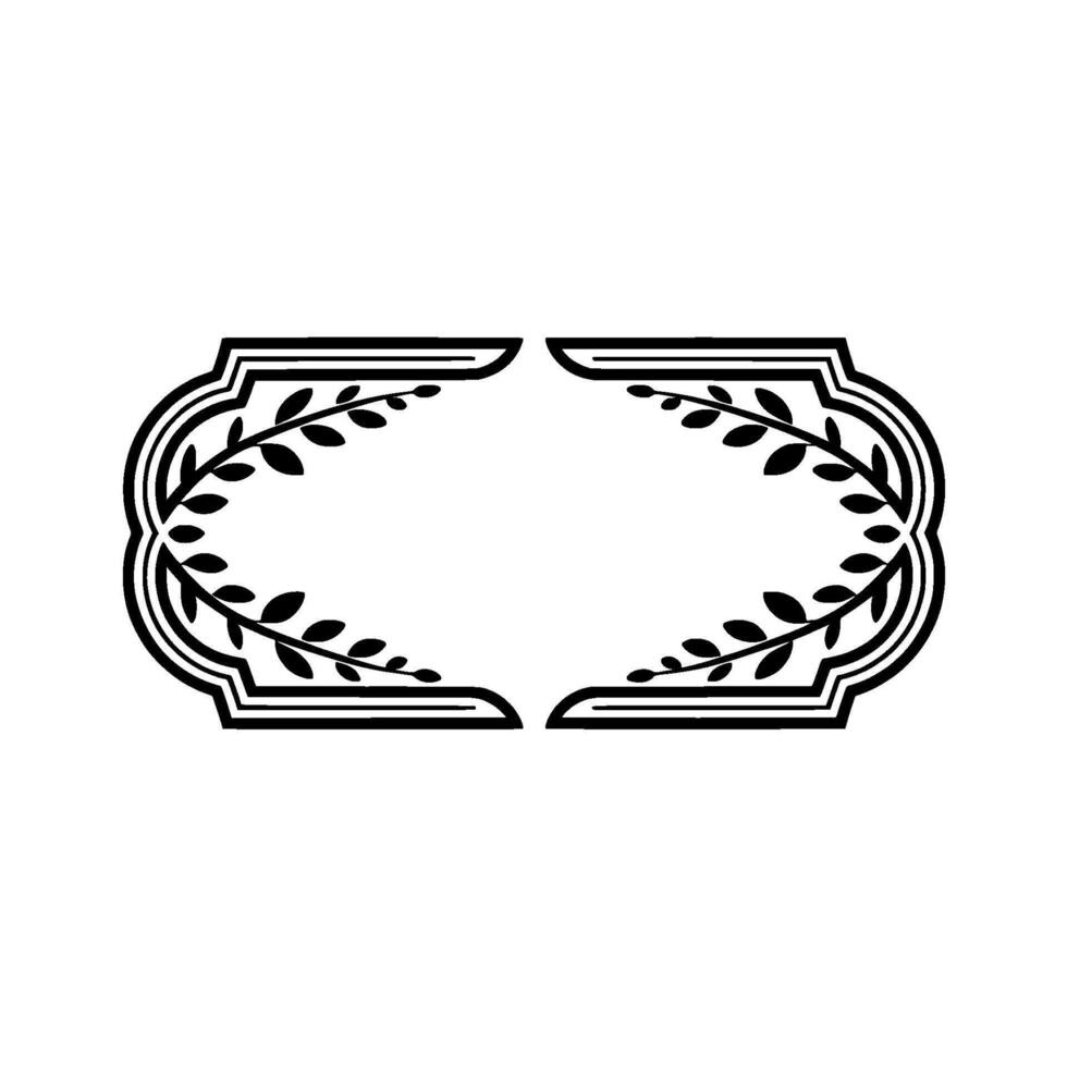 Elegant Black White Laurel Wreath Frame - Decorative vector