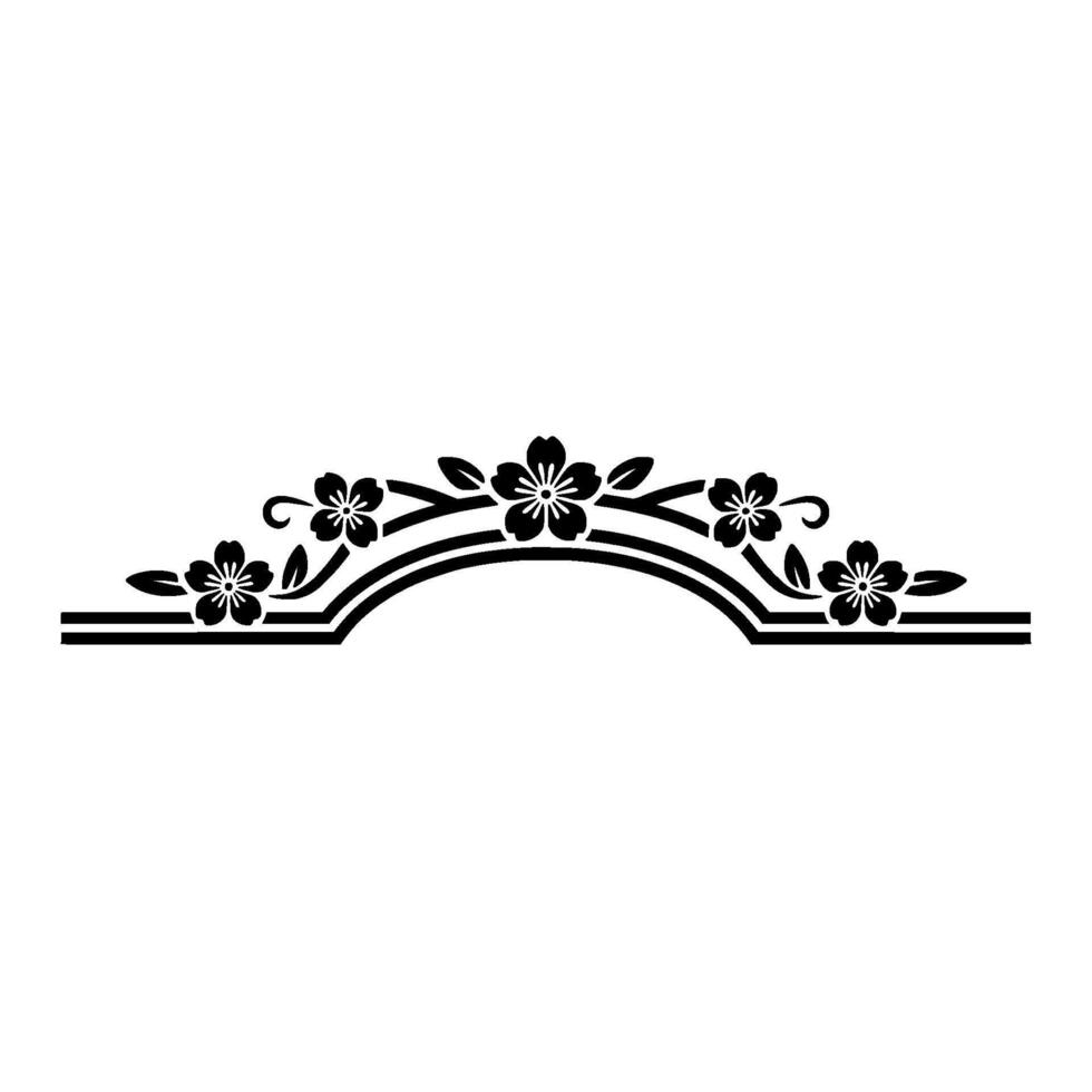 Black Floral Arch Element on White Background vector