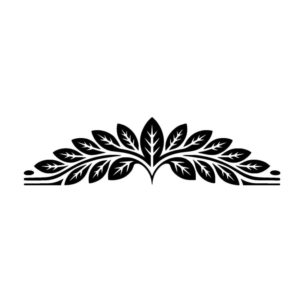 Minimalist Black Leaf Element on Grey Background vector