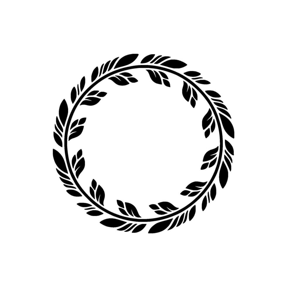Elegant Black Leaf Wreath on White Background - Decorative Floral vector