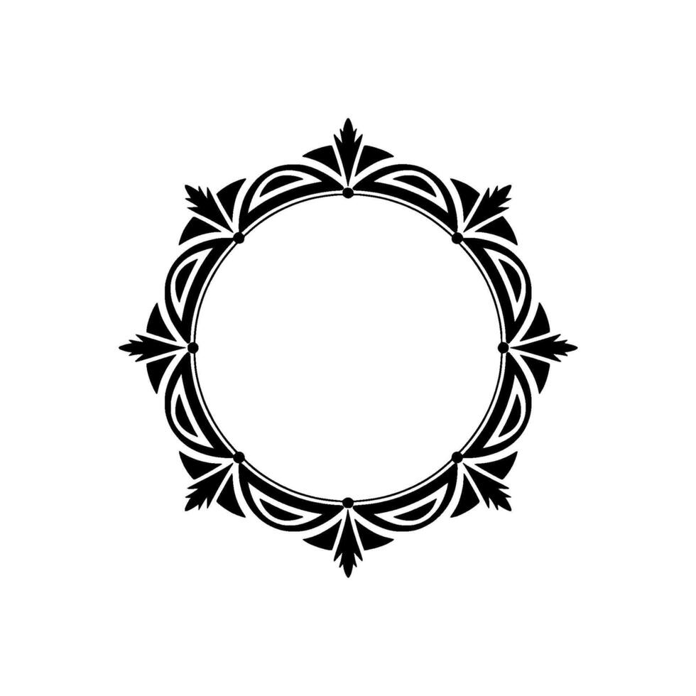 Elegant Black White Ornamental Circle Frame, Decorative Element vector