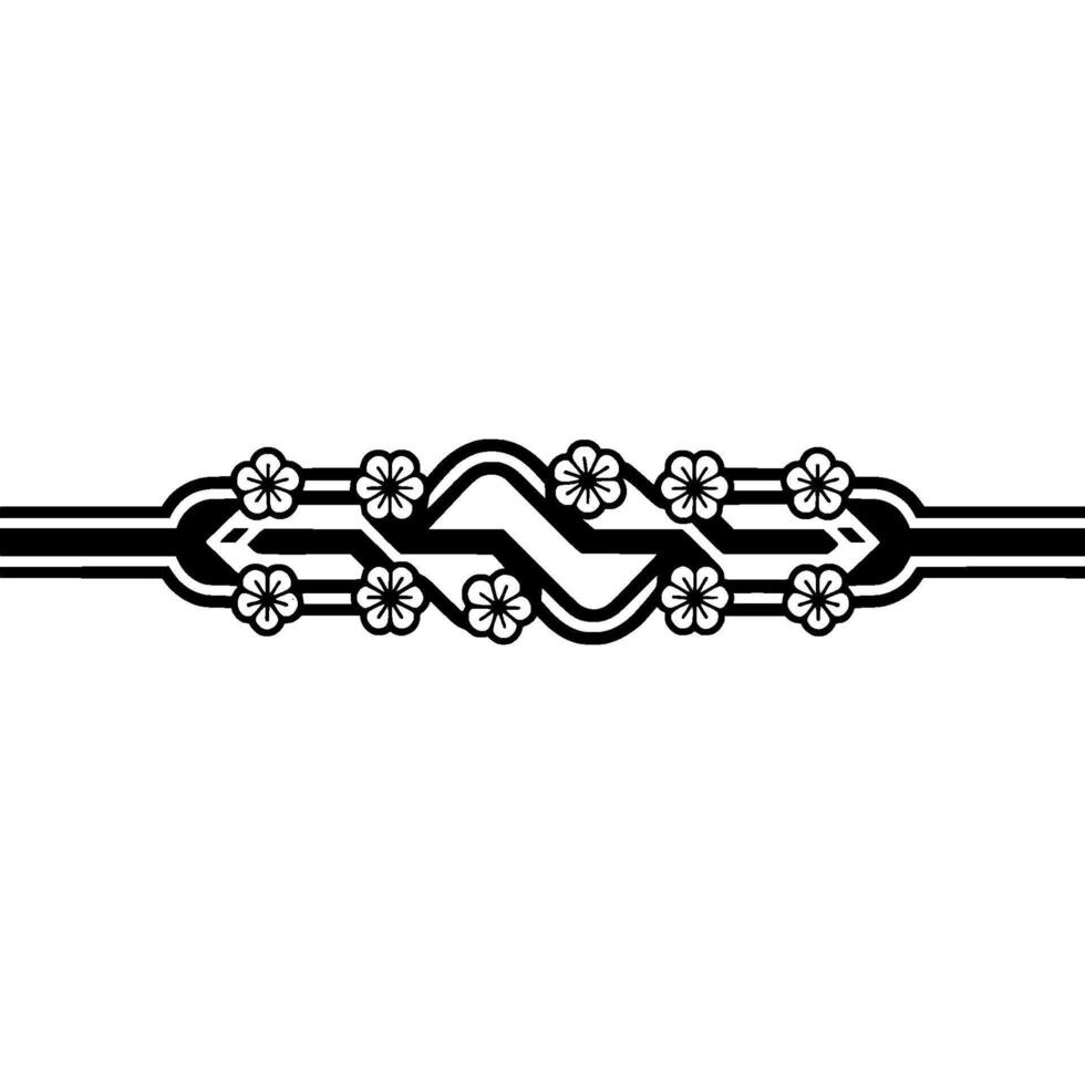 Japanese-inspired Floral Ornament, Minimalist on White vector