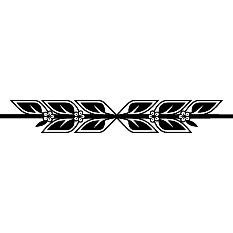 Elegant Floral Border, Black White Illustration, Minimalist vector