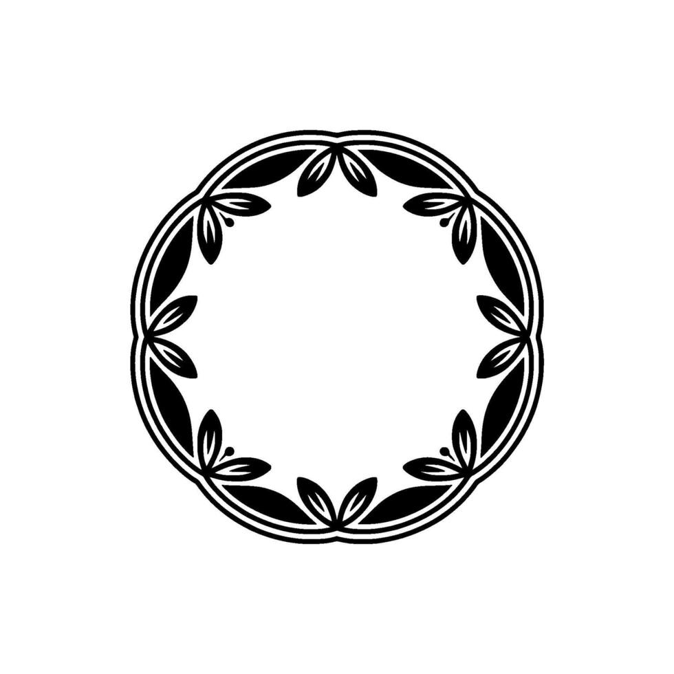 Elegant Black White Floral Frame, Decorative Circle vector