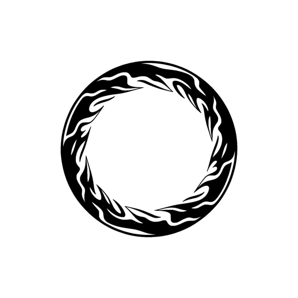 Minimalist Black Flame Circle on White Background vector