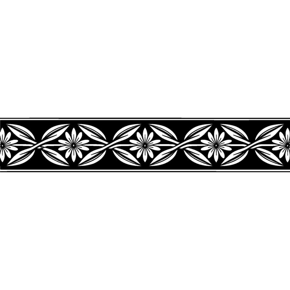 Elegant Black and Gray Floral Border, Vintage vector