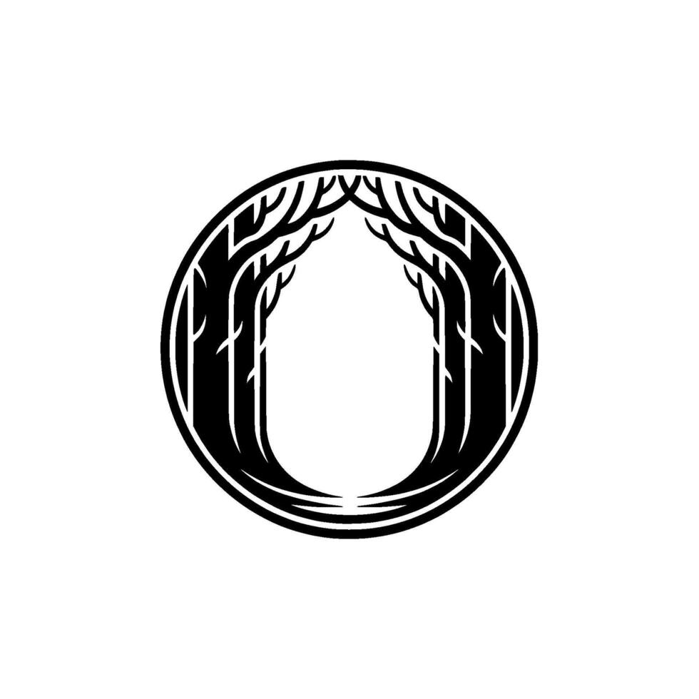 Intricate Forest Emblem, Natural Symbol, Vintage vector