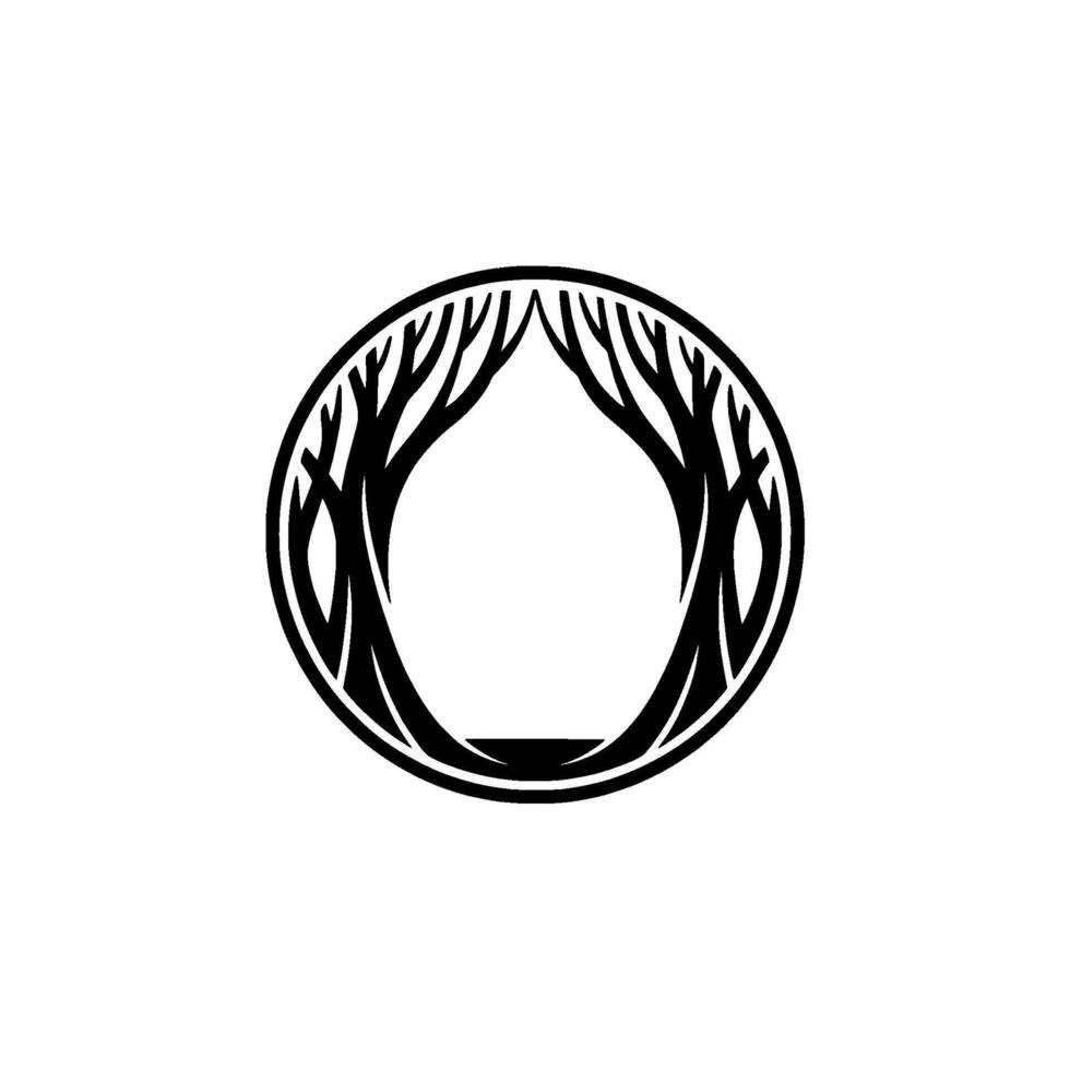 Circular Tree Emblem, Organic Growth, Minimalist vector
