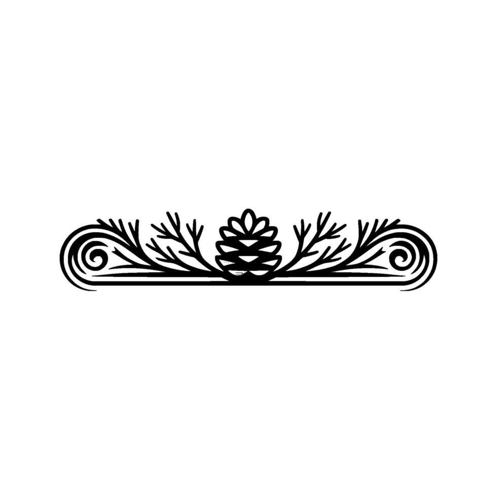 Elegant Pine Branch Ornament, Vintage vector