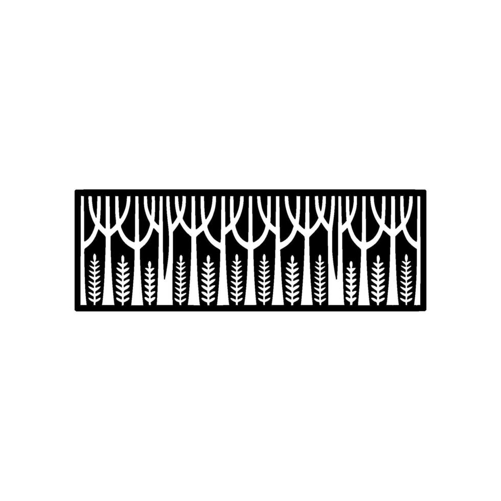 Stylized Forest Silhouette, Minimalist Black White vector