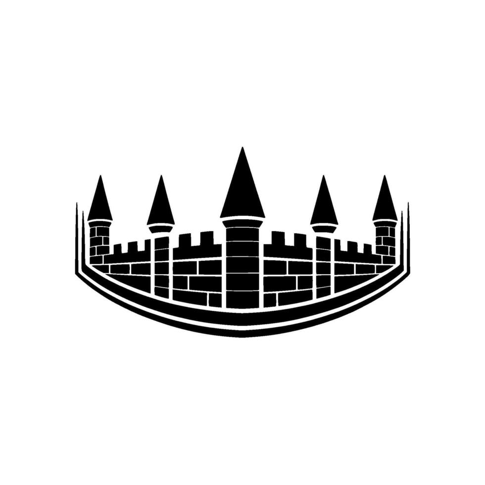 Regal Fortress Emblem, Minimalist Silhouette, Castle vector